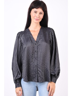 Camasa Dama Selected Slfatja Silver Stripes Black
